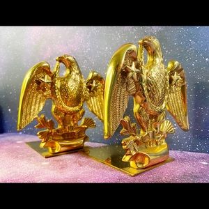 Vintage Brass Eagle Bookends Forged in USA Patriotic 5.25" Tall.
